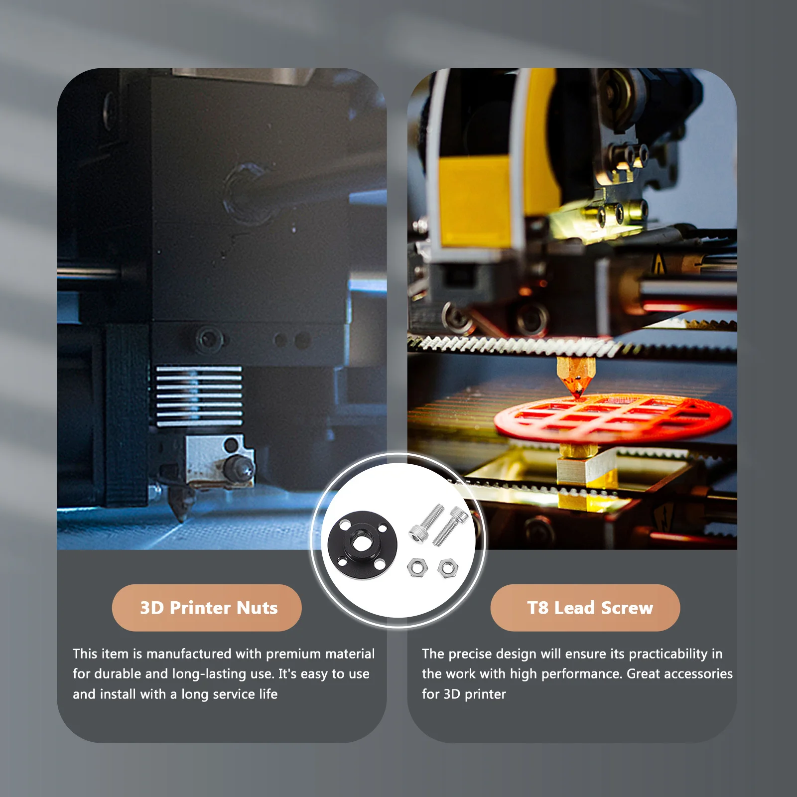 

2Sets Pom Nut Trapezoidal Lead Screw Nut High Hardness No Bending Long Service Life for 3D Printer Parts Accessories