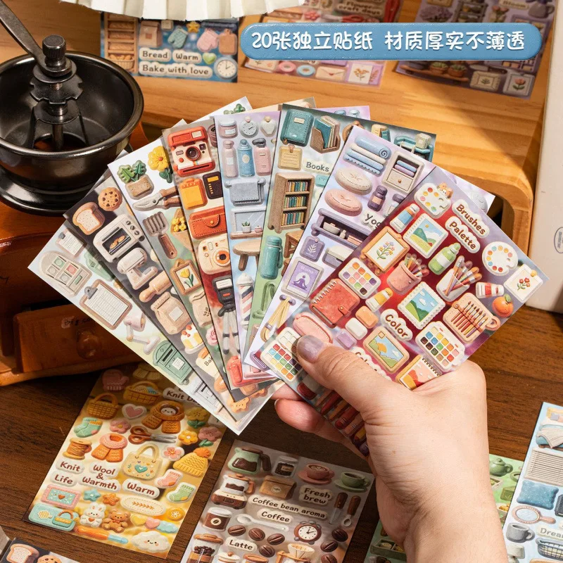 20Pcs Coated Paper Decorative Stickers, Cozy Mini House Scene Stickers for Journal Collage DIY Projects