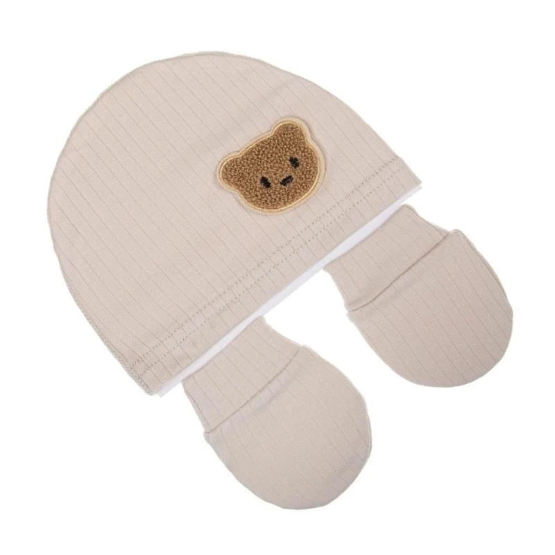 

Skin Friendly Newborns Mittens & Matching Pullover Hat Baby Turban Caps Cotton Comfortable Gloves for First Months