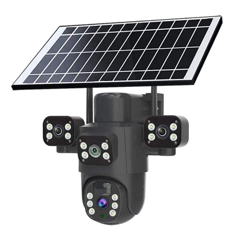 

4G three-lens solar camera for home use, ultra-clear, remote control monitoring
