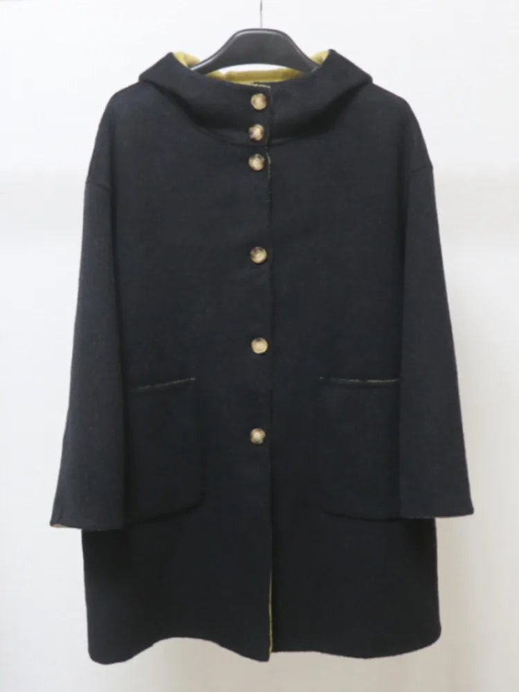 ZMEENNA manteau à capuche en mélange de laine pour femme avec poches avant boutonnées surdimensionné à manches longues vêtements d'extérieur chauds d'hiver ZM3886