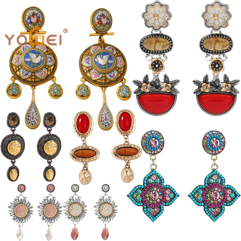 Pendientes de estilo retro con diseño de cascabel, estilo medieval, étnicos, vintage, para mujer, con diseño ornamentado, para fiesta, regalos de joyería para la oreja