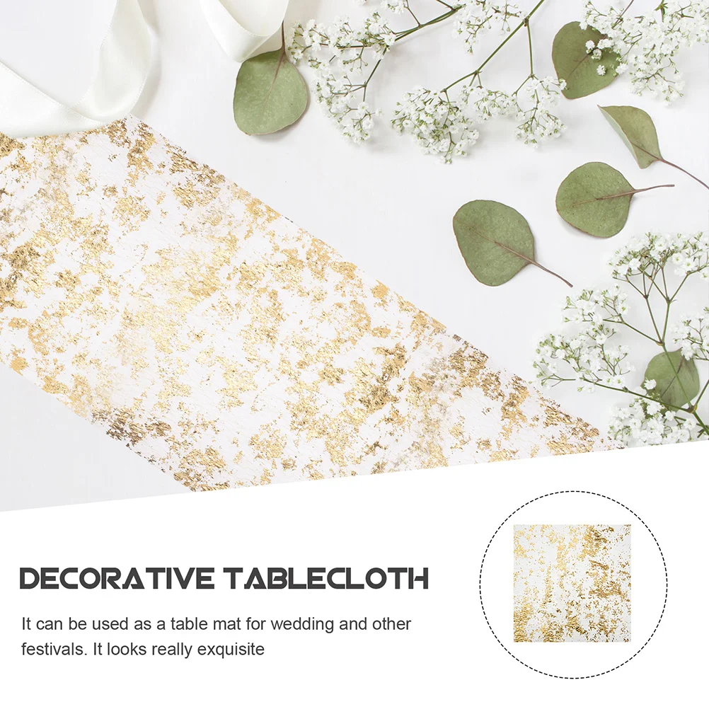 

2pcs Gold Tulle Runner Decorative Thin Cloth For Dining Table Wedding Party Holiday Home Decor Glitter Table Cover