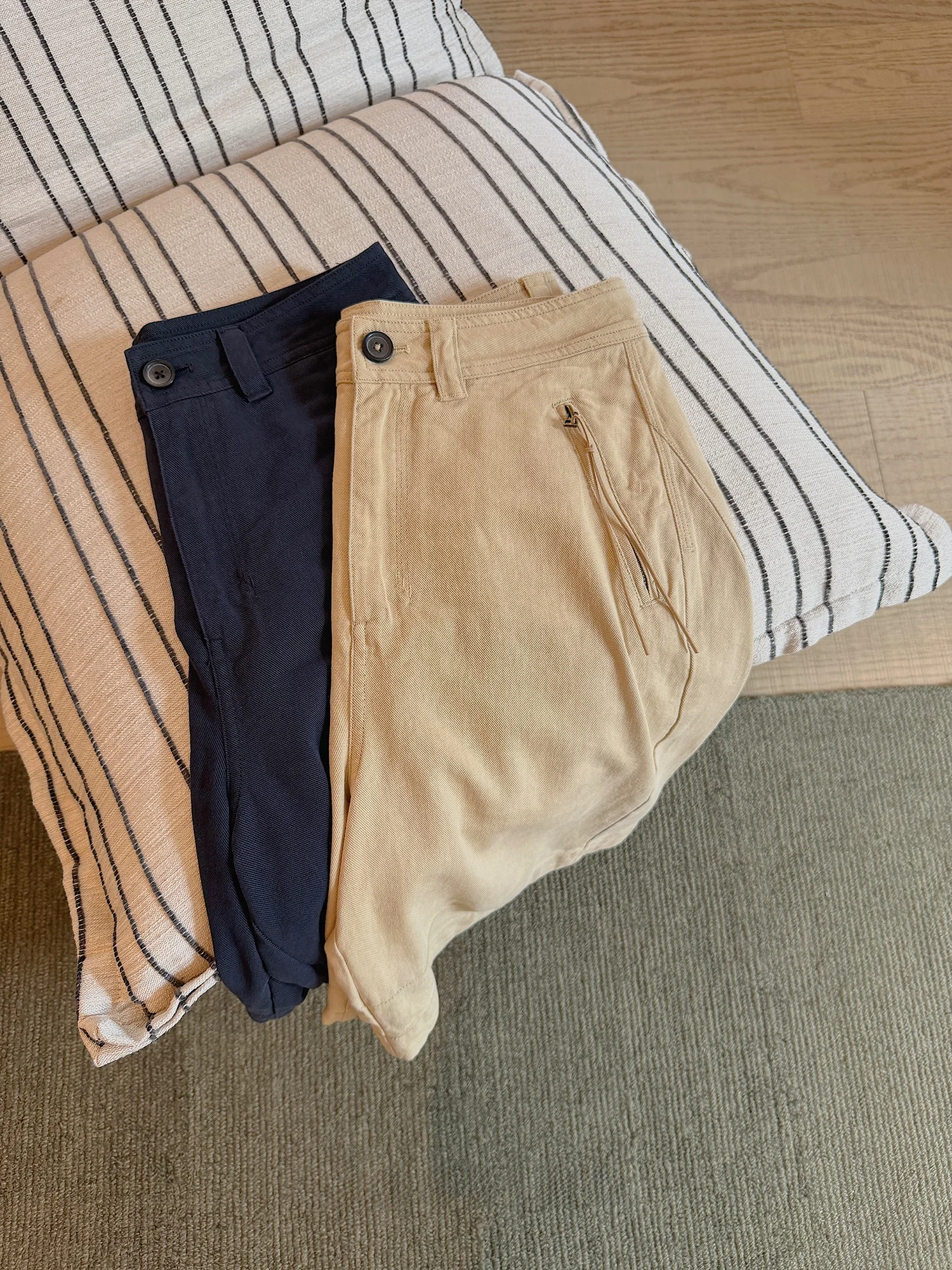 

Jess Summer Wearable Cotton Linen Simple Commute Loose Knife Five-Point Pants Casual High Waist Button Ladies Trousers