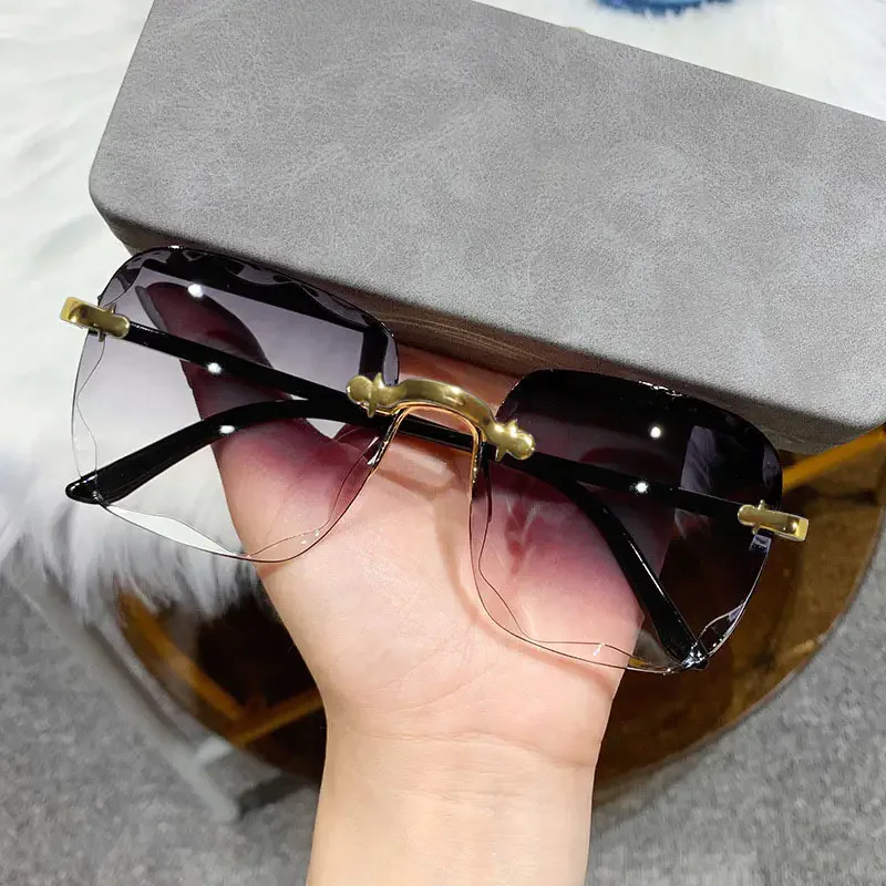 1/3PCS Square Rimless Sunglasses Women Luxury Brand Designer Summer Glasses Fashion Sun glasses For Men UV400 Shades image 2