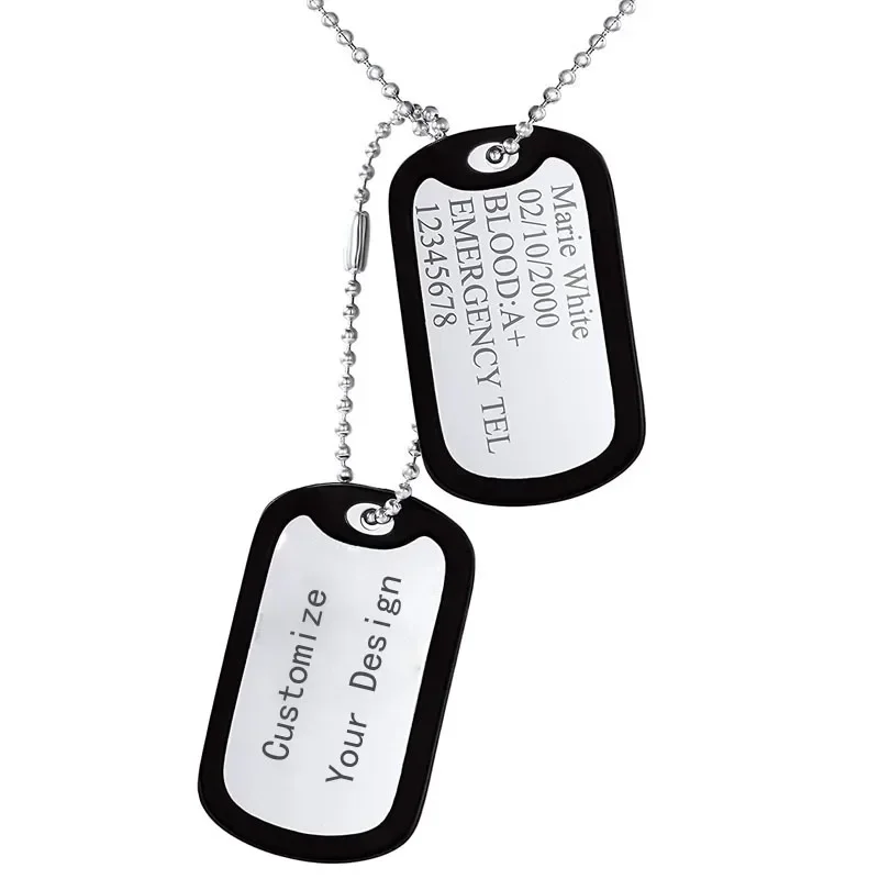 Stainless Steel Dog Tag Pendants Military Set Men\'s Personalized Necklaces Tags Style Ball Chain Silencer Jewelry Necklace