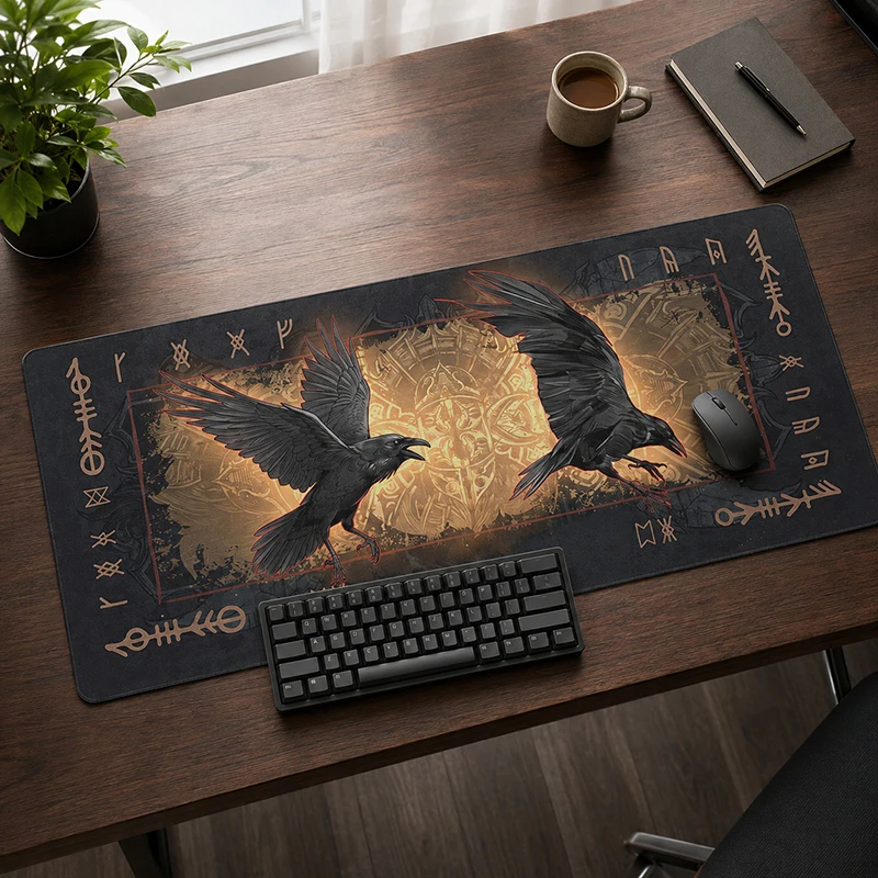 Ravens Golden Sun Mouse Pad Gaming printon demand Mousepad XXL Mouse Mat Office Natural Rubber Non-Slip Carpet Laptop Mouse Mats