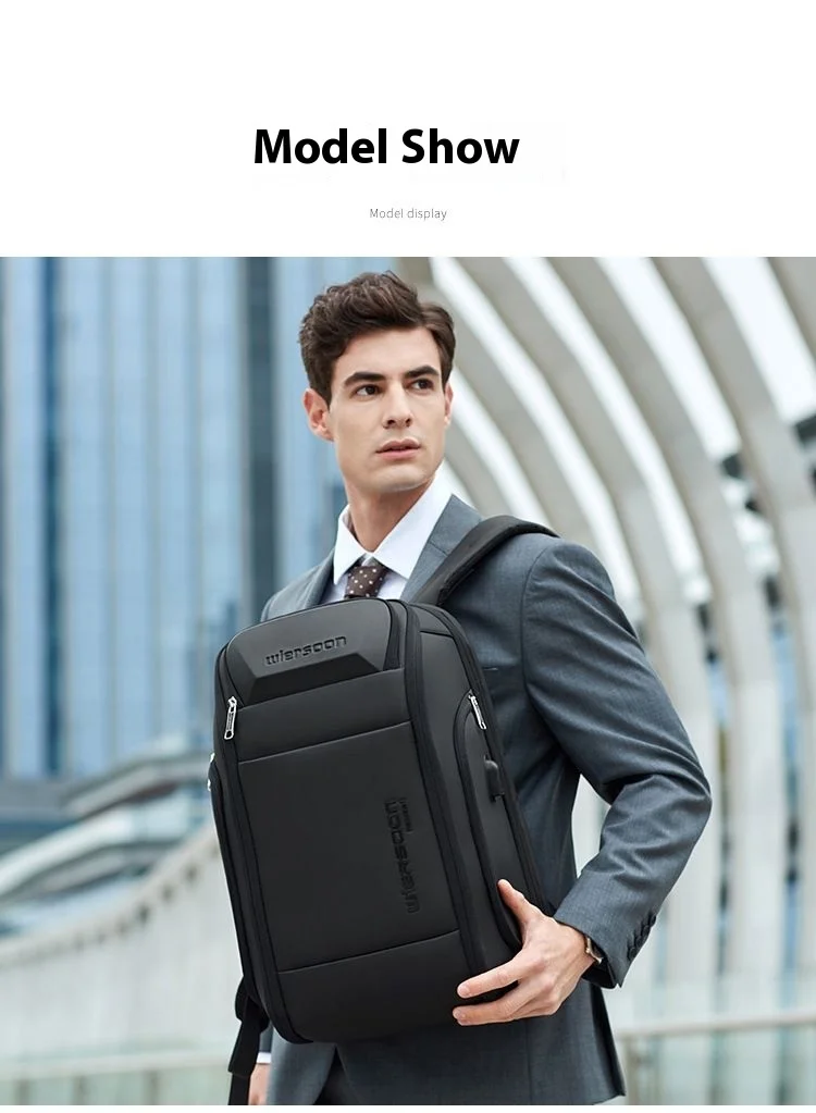 Wiersoon Rucksack für Herren, wasserdichter Rucksack, große Kapazität, Geschäftsreise, multifunktionale Passwort-Anti-Diebstahl-Laptoptasche – Detail 6