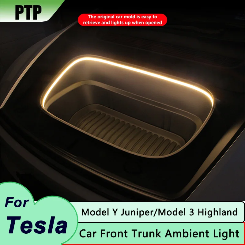 

For Tesla Model 3 Highland 2024 Frunk Light Strip Front Trunk LED Ambient Lighting Model Y Juniper 2025 Car Interior Accessories