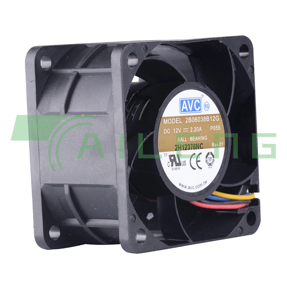 Per ventola Pwm AVC 60mm 6038 Ventola ad alta velocità a doppia sfera 12V 2B06038B12G Ventola di alimentazione per server computer da 6 cm 60X60X38mm