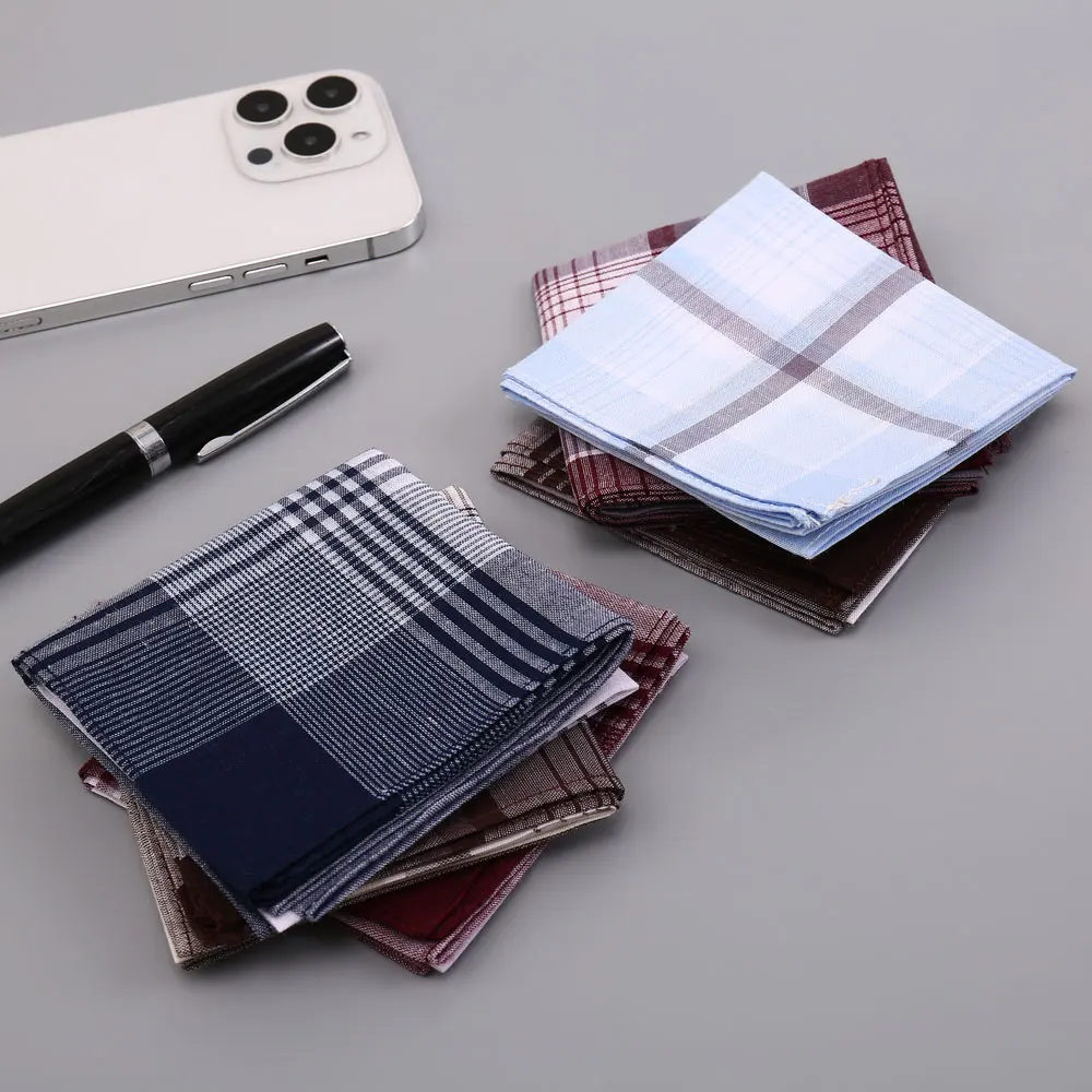 3 paczki unisex chusteczek w kratę z czystej bawełny, cienkie, wygodne, miękkie i wycierające pot chusteczki do nosa, artykuły na sezon ślubny, ręczniki do spodni z klapką do garnituru