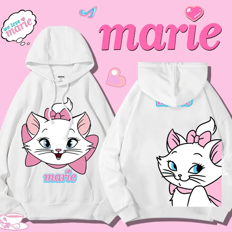 Mary Cat Anime Collaboration Sweatshirt Women's Hooded Jacket Girls Cute Print Little Man Disney Collaboration Clothes