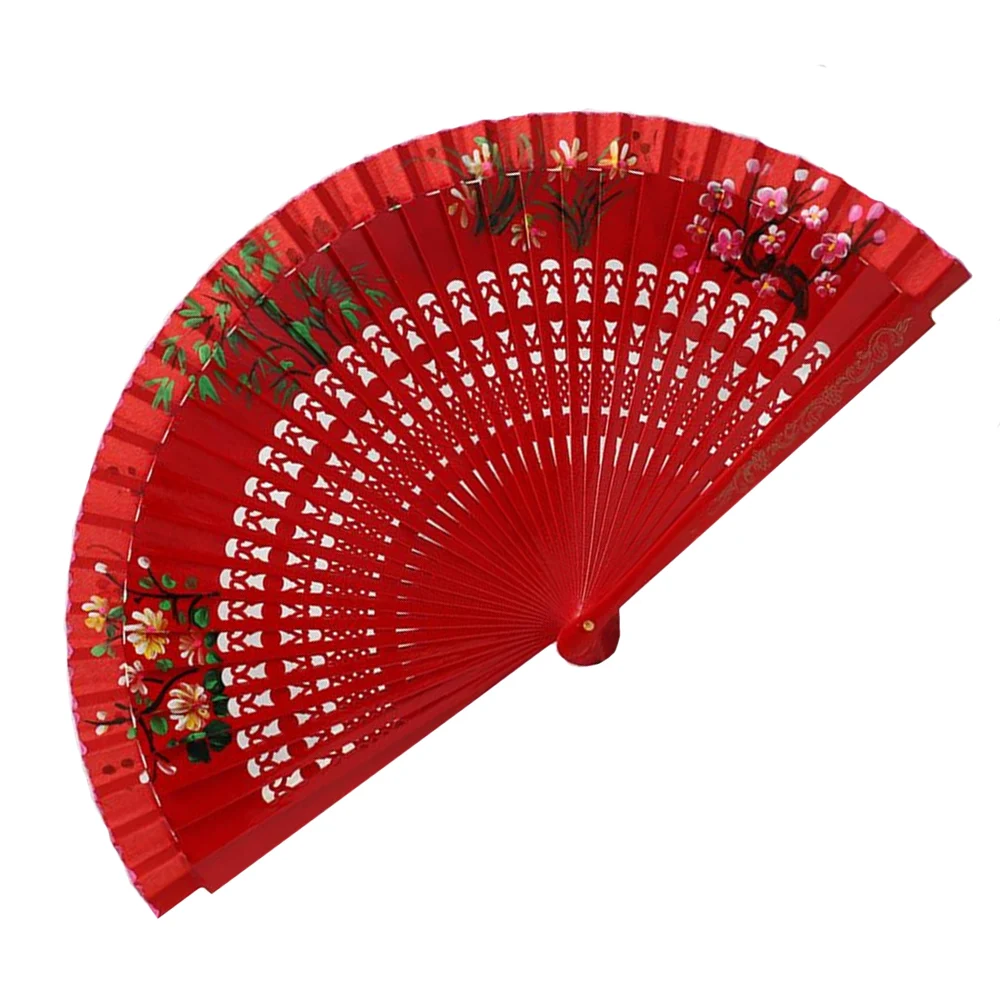 Japanese Style Hand Fan Hand-Painted Wooden Fans Old-Fashioned Wedding Folding Fan Portable Dance Accessories Home Decor