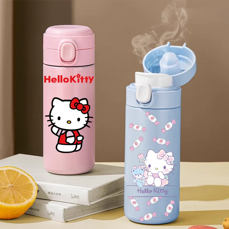 Sanrio 420 ML Thermos Mug Hello Kitty Cartoon 304 Stainless Steel Portable Water Cup Travel Water Bottle Kawaii Cups Kids Gifts