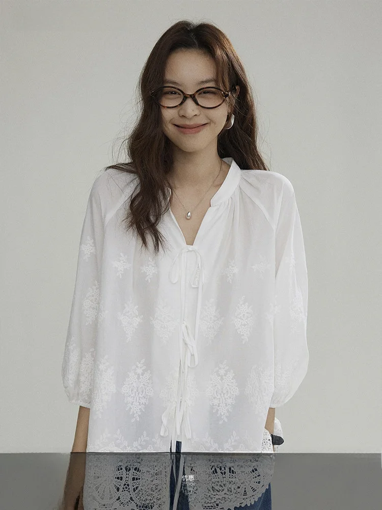 

Joli Choose Вышитый кружевной подол Хлопок Feel White irt Женское летнее высококачественное универсальное хлопковое платье Свободного покроя Regular Sve