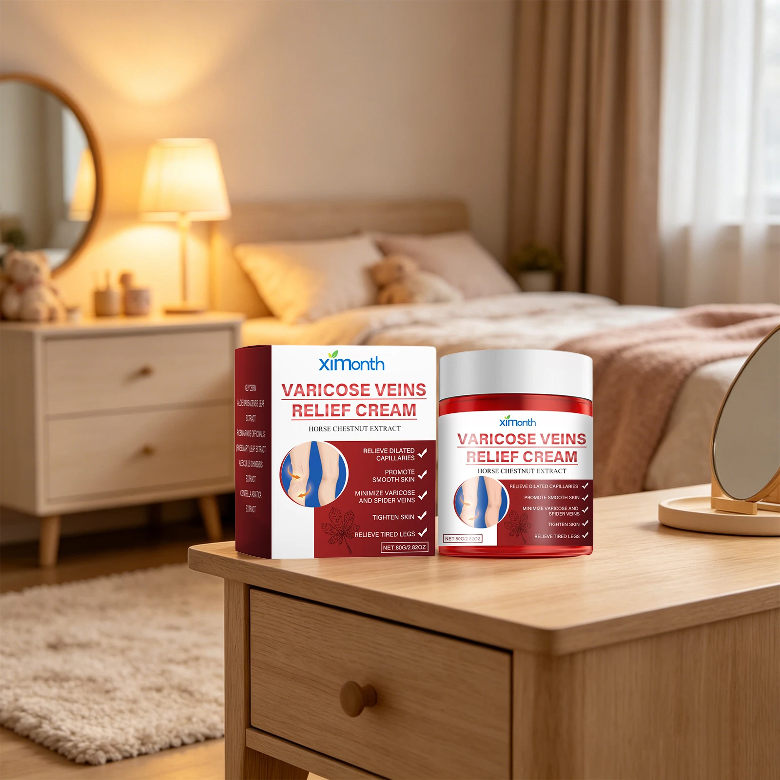 Varicose Veins Relief Cream Relieve Tired Legs, Minimize Spider Veins & Capillary Dilation, Smooth Skin Body Massage Cream - view 5
