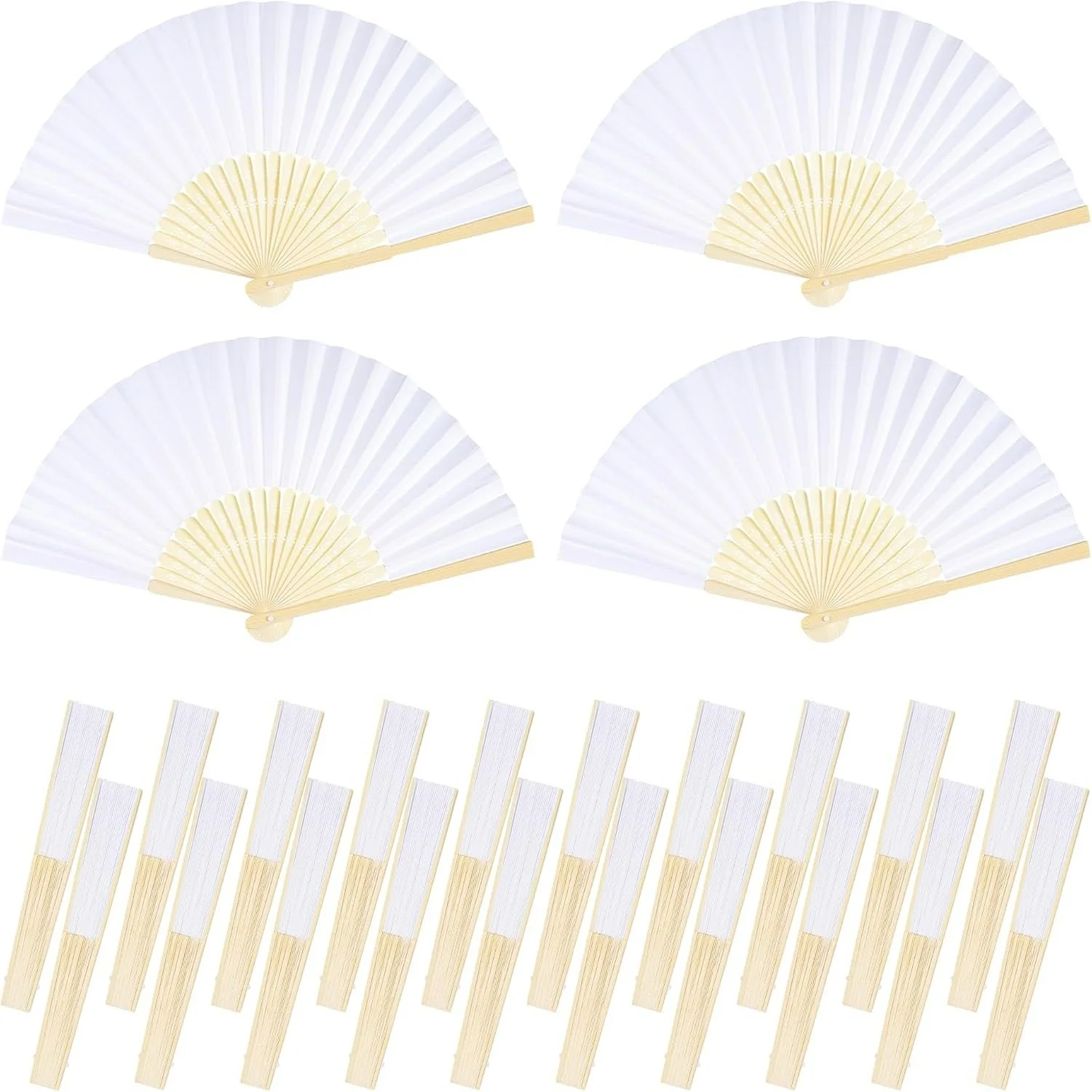 1-30pcs DIY Paper Bamboo Folding Fan Adults Children's Calligraphy Painting Practice Blank White Folding Fan Wedding Gifts