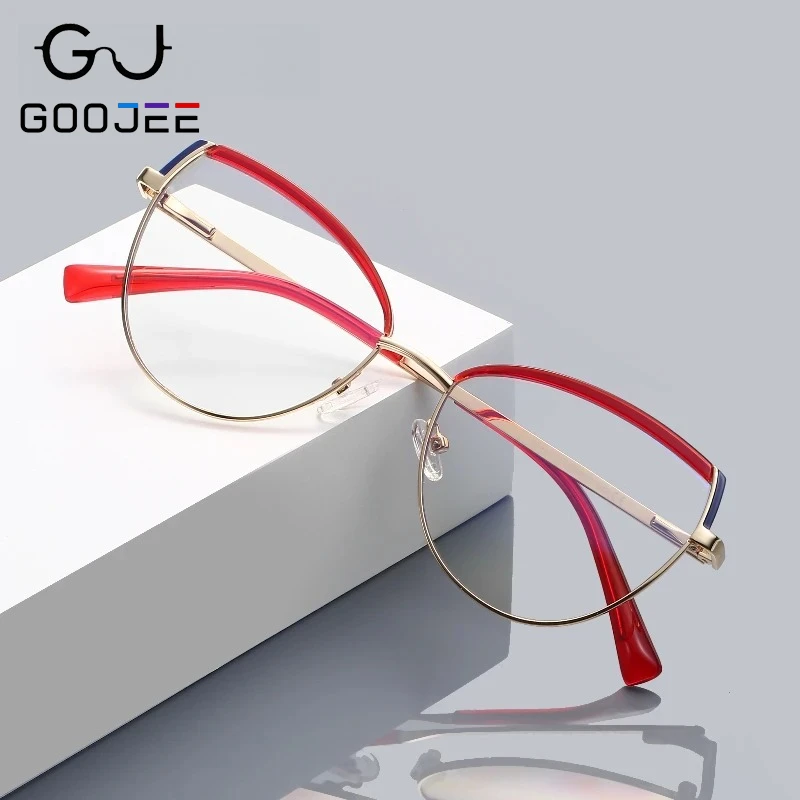 

GOOJEE New Fashion Brand Design Women Reading Glasses Anti-blue Light Prescription Eyeglasses Customized Myopia Optical Eyewear