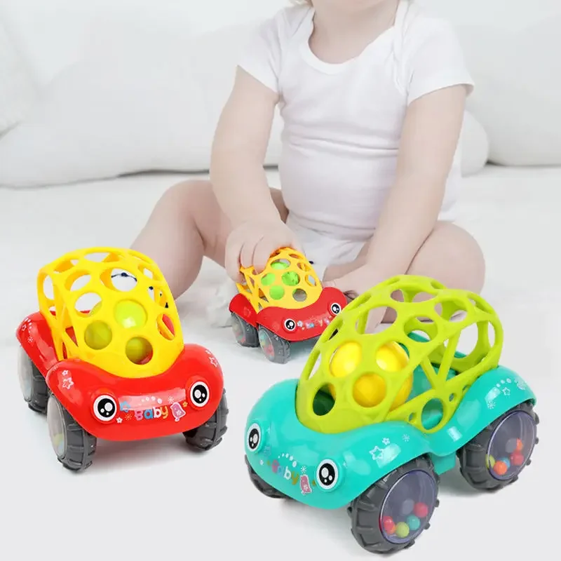 Children Gift Insided Rolling Ball Soft Shell Bucket Truck Toys Toddler Educational Shaking Bell Kids Toy Car Shape Baby Rattles