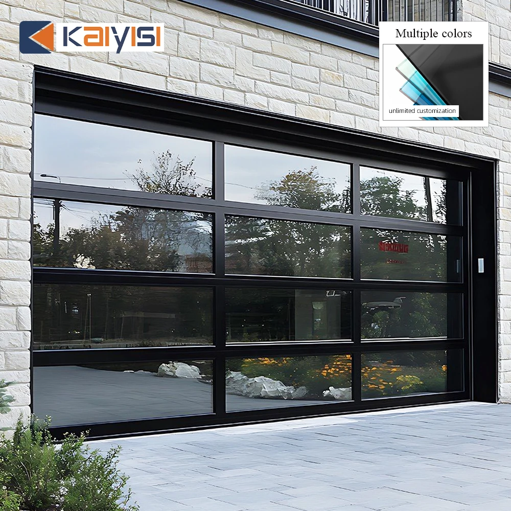 Modern Sectional Overhead Full View Insulated Tempered Glass Panel Garage Door
