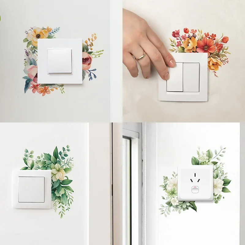 Leaf Green Plant Switch Wall Sticker PVC Removable Wide Application DIY Flower Leaf Switch Wall Sticker Home Decoration Decal