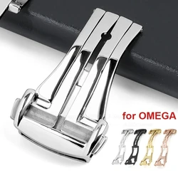 16mm 18mm 20mm Stainless Steel Watch Buckle for Omega Leather Rubber Watch Band Deployment Clasp Butterfly Button Accessories