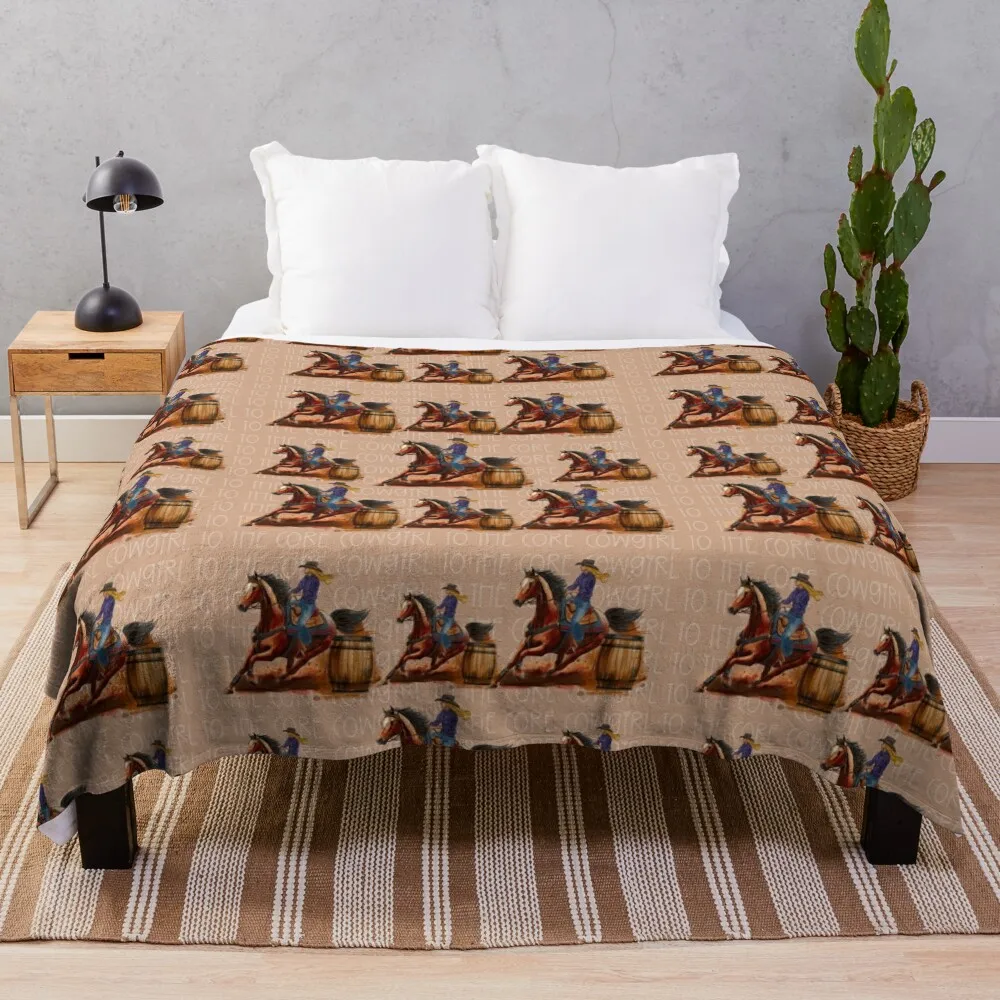 

Barrel Racing Cowgirl Throw Blanket Quilt Luxury Thicken Blankets