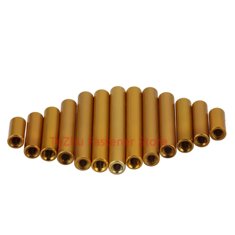 1/5pcs M2 M3 Round Aluminum Standoff Column Rod Spacer Long Nut Spacing Screw Anodized Golden Length 6-60mm Female Thread