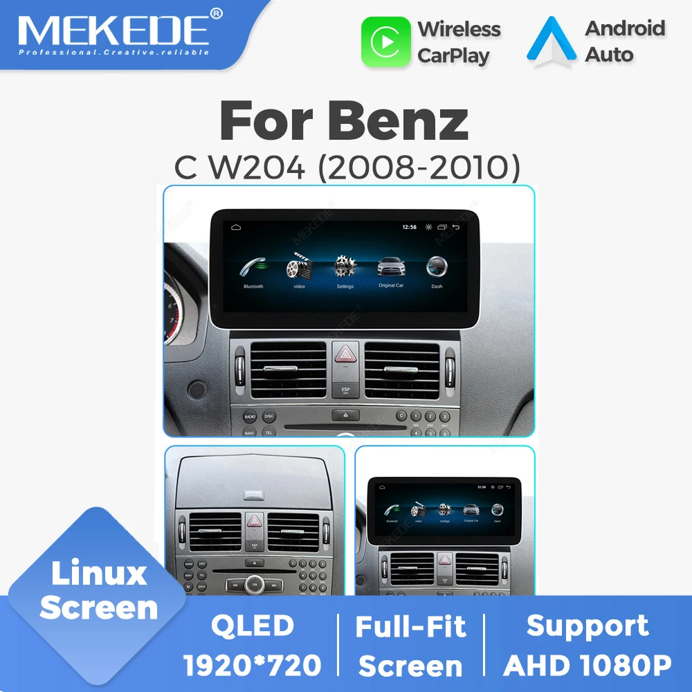 MEKEDE EU Lager 1920*720 Autoradio Linux Touchscreen 10,25'' 12,3'' für Mercedes-Benz C-Klasse W204 S204 C200 C260 C300 NTG4.0 System Kabelloses Carplay Android Auto Multimedia Stereo