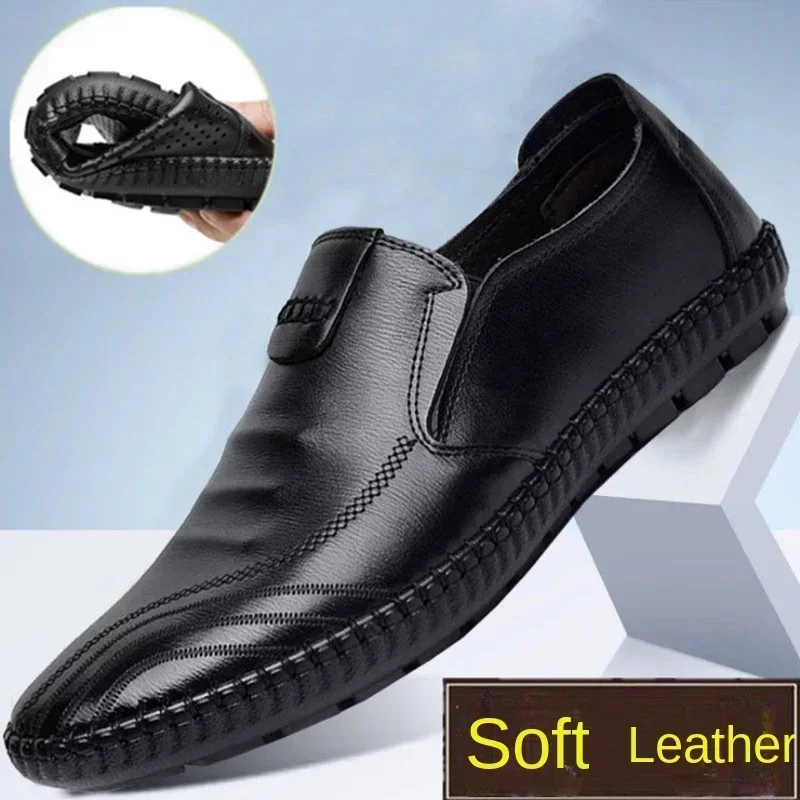 Men Casual Loafers Comfortable Lightweigh Walking Footwear Moccasins Breathable Slip on Male Leather Shoes Jogging Sports Shoes