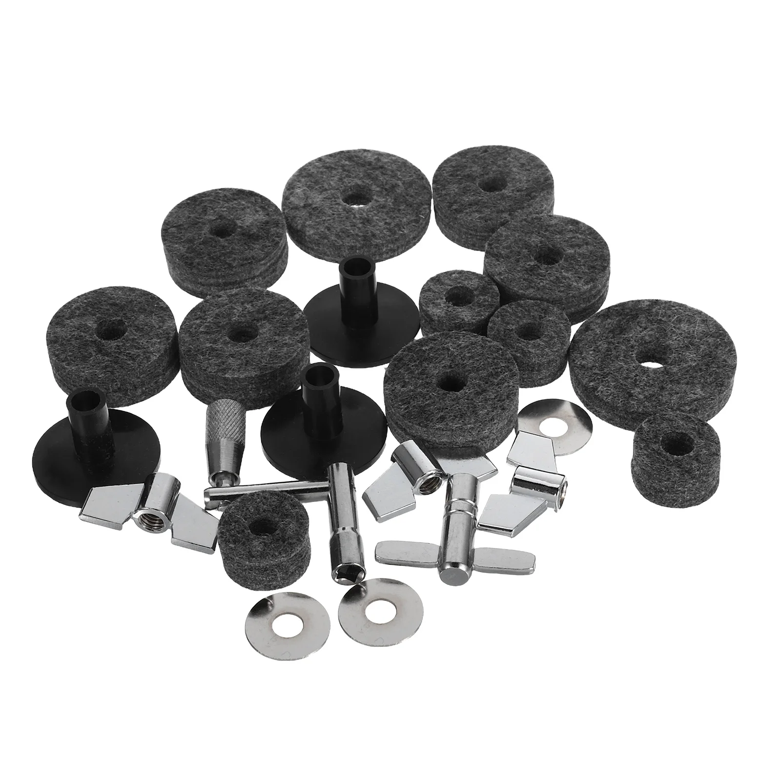 

23pcs Drum Set Cymbal Replacement Washers Felt Pad Key Stand Accessories Antislip Durable Cymbal Stand Tubes Wing Screw