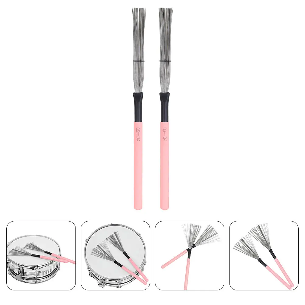 

2pcs Drum Brush For Drums Wooden Handle Steel Wire Brush Professional Drum Stick Set Jazz Percussion Accessory Instrument Tools