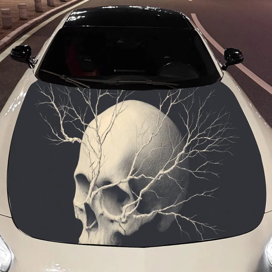 Cool skull branches print,car hood stickers,PVC waterproof Self adhesive car hood sticker,car hood decoration protection sticker