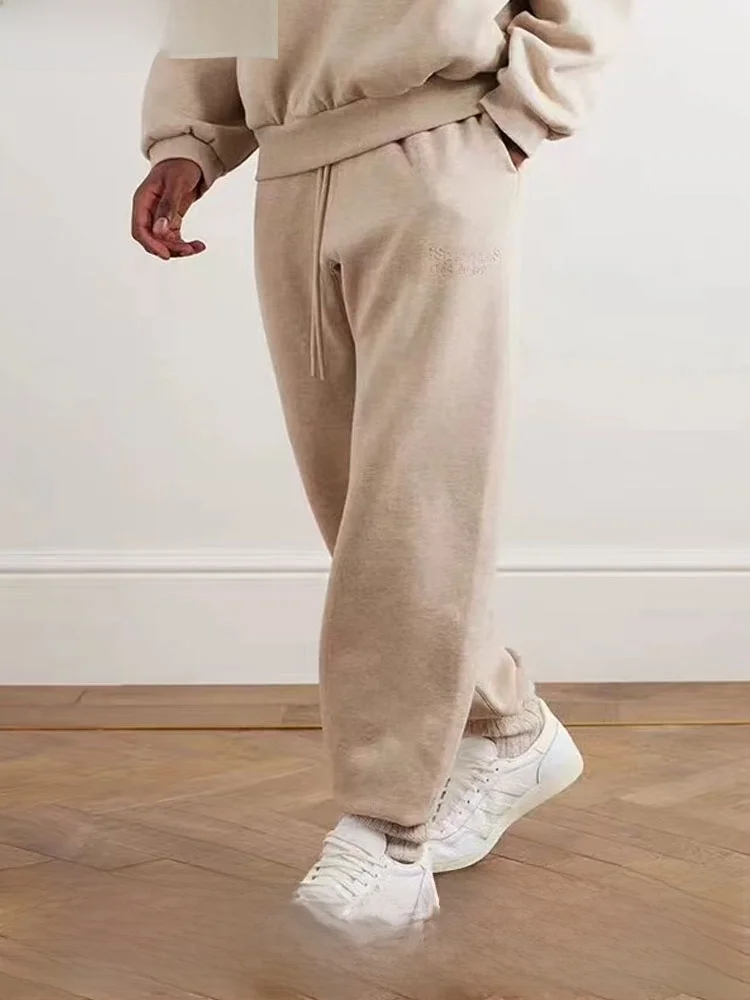 

Loose Casual Pants 2ZHE FOG Long Cloud Series Cuffed entials Loose Fit High Waist Full Length Cotton Polyester Blend