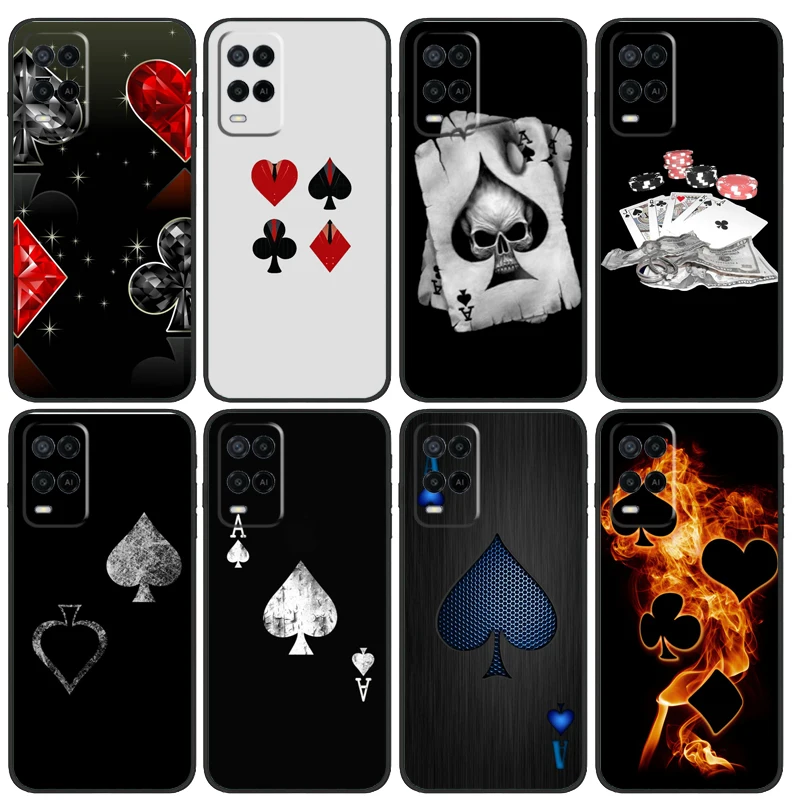 Ace of Spades Poker Case For OPPO A96 A76 A16 A98 A78 A58 A18 A15 A17 A77 A5 A9 A74 A94 A52 A72 A53S A54S A57S