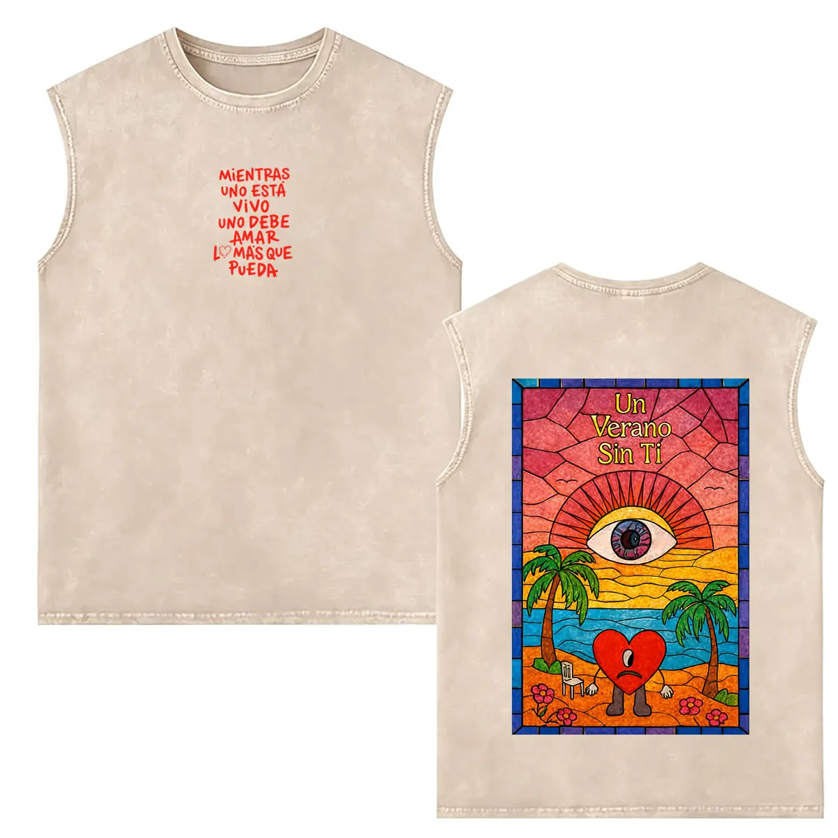 Image of Gewaschene Vintage Rapper Bad Bunny Tanktops Un Verano Sin Ti DeBi TiRAR MaS FOtoS DTMF Merch Ärmellose Weste Herren Mode T-Shirt