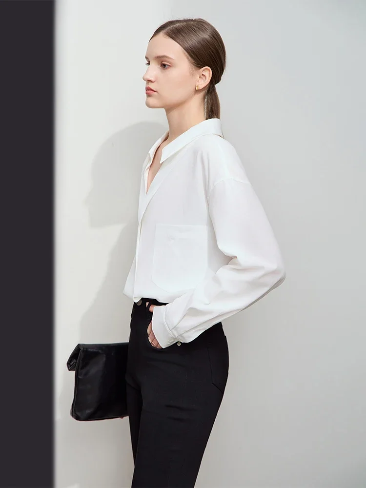 AMII Minimalist Solid Shirt For Women 2025 Spring New French Loose Casual V Neck Drop Sleeves Tops Female Blouse 12511007