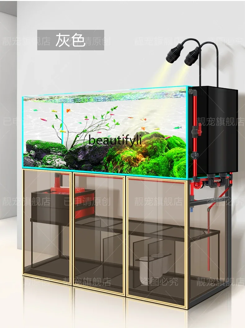 45 Fish Tank Aquarium Bottom Filter Living Room Lanshou Stream Tank Backpack Side Overflow Aquarium Ecological Sea Tank