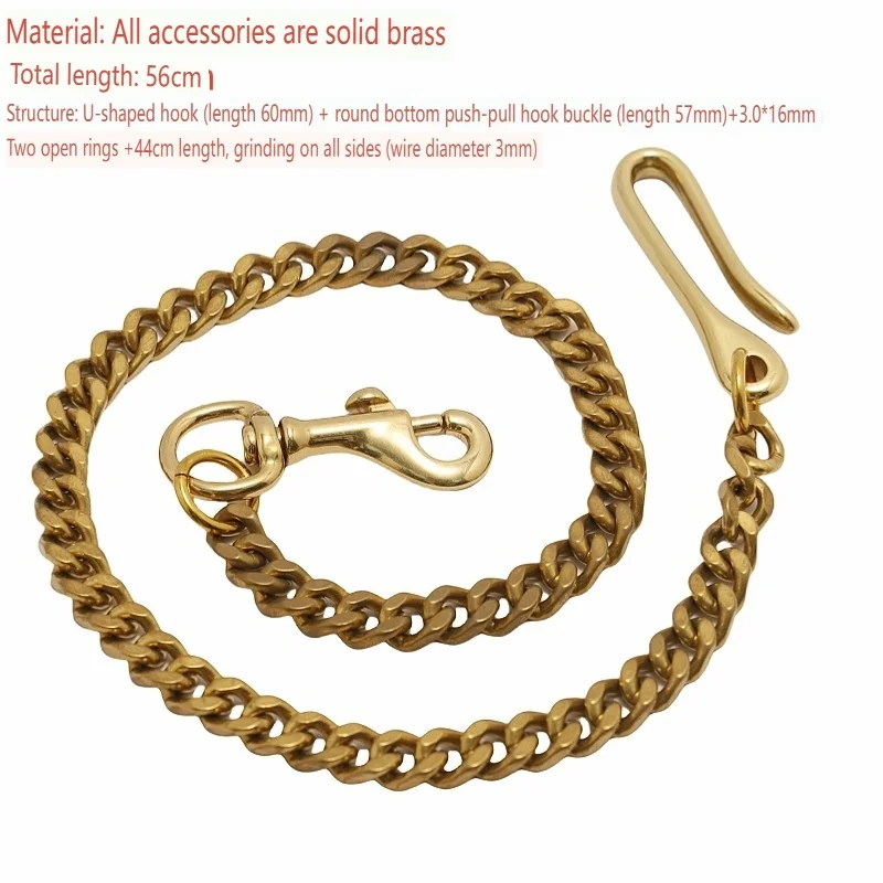 

Solid brass trouser chain Statement skull hook button bag accessories