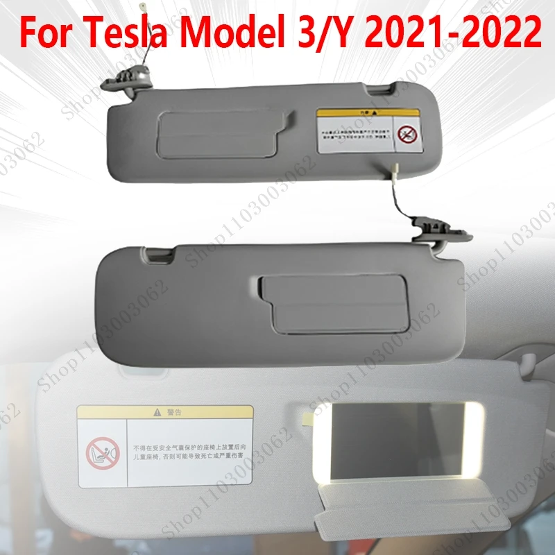 Sunvisor Interior Roof Sunshield Sun Visor Sunshade With Makeup Mirror For Tesla Model 3 Y 2021-2022 1490406-01-B 149040541C