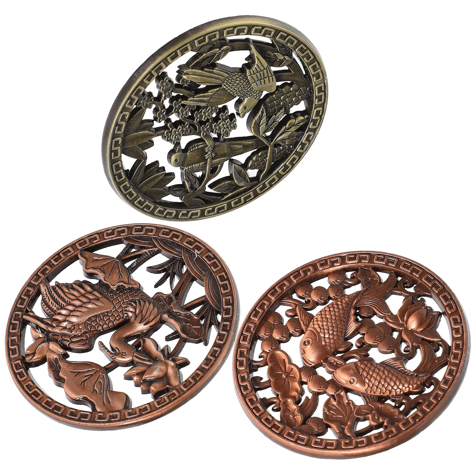 3Pcs Tea Tray Drain Filter Lids Alloy Mesh Vintage Retro Tea Serving Tray Parts Drain Covers Filter Lid Vintage Draining Lid