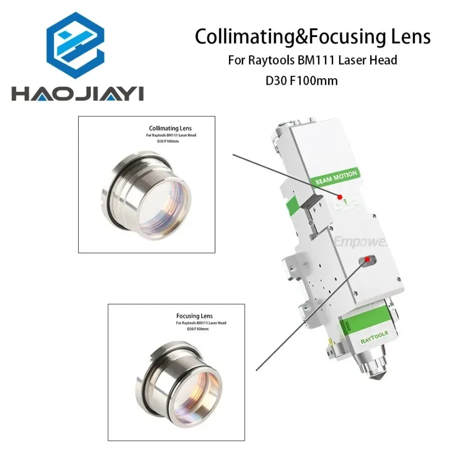 HAOJIAYI BM111 0-3KW Collimating & Focusing Lens D30 F100 F125mm with Lens Holder for Raytools Laser Cutting Head BM111