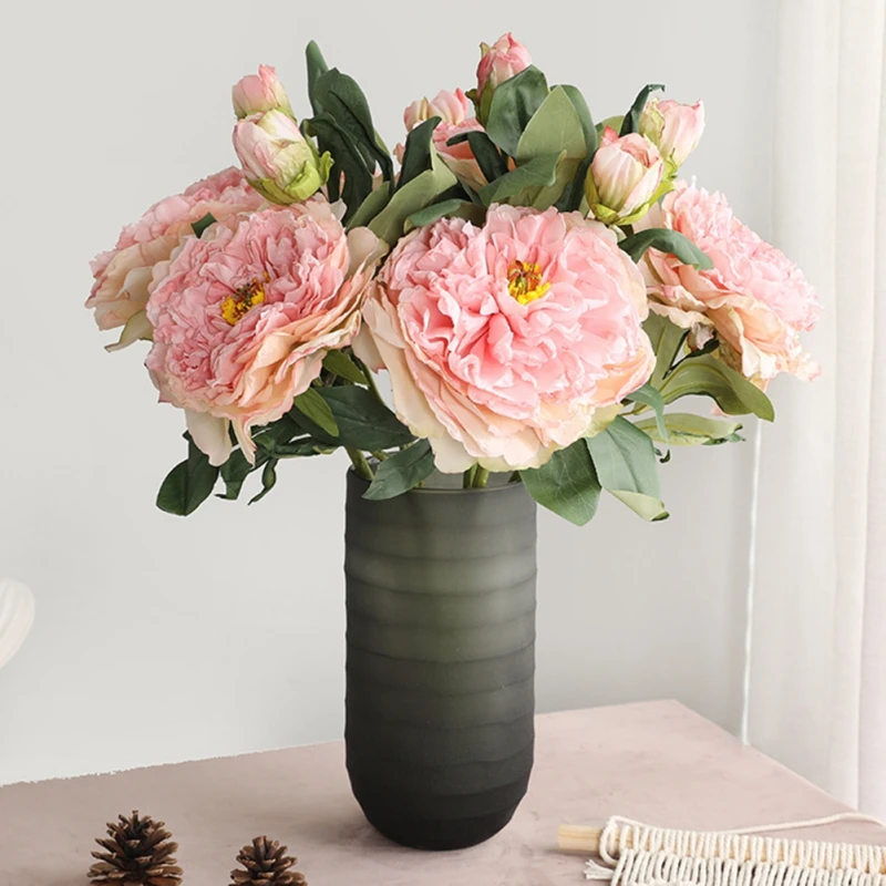 Künstliche Rose Pfingstrose Blume echte Berührung Rose Zweig Braut Hochzeit Home Dekoration