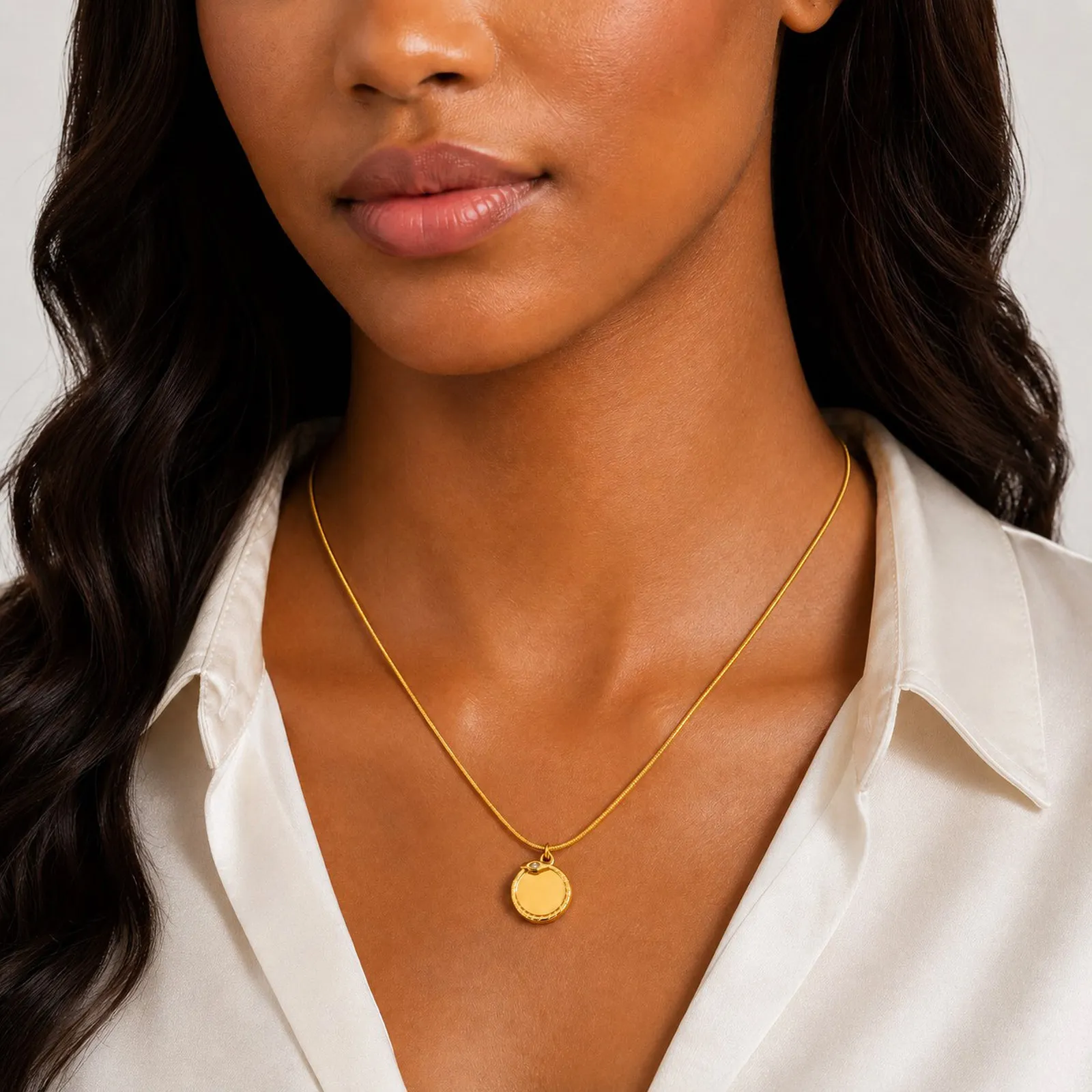 Custom Initial Coin Necklace for Women, Personalized Letter Pendant,18K Gold Plated Stainless Steel Snake Chain Charms Jewelry