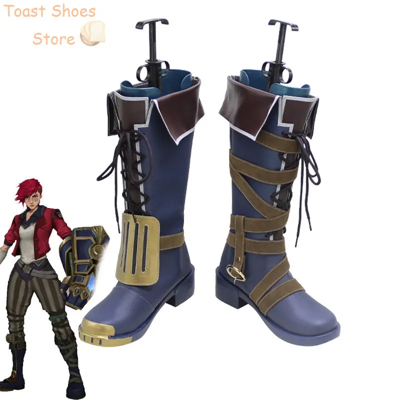 VI Arcane Cosplay Shoes Game LOL PU Leather Shoes Halloween Carnival Boots Cosplay Props Costume Prop