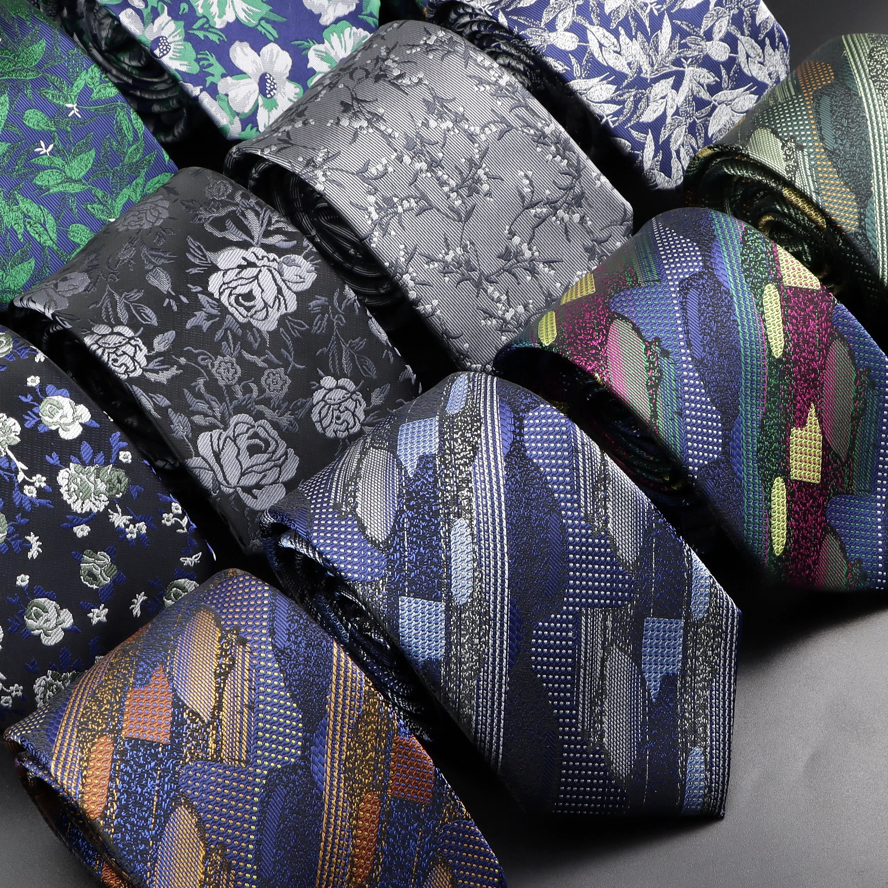 

New Design Wedding Men Tie Grey Brown Green Rose Flower Geometry Neckties Business Dropshipping Groom Collar Accessories Gift
