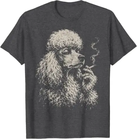 Funny Poodle Smoking Cigarette Grunge Dog Meme Vintage T Shirt Y2k Retro Funny Poodle Dog Smoke Cigarette Grunge Cotton T Shirts