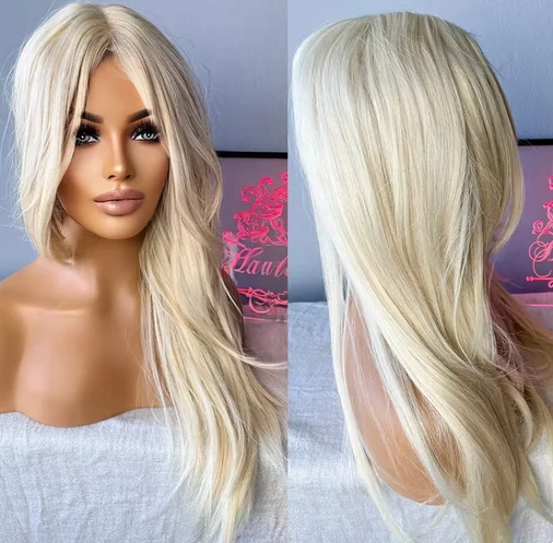 Synthetic Lace Front Wig Long Straight Hair Lace Wigs For Women Ready To Wear Cosplay White Blonde Wig Lace Frontal Party