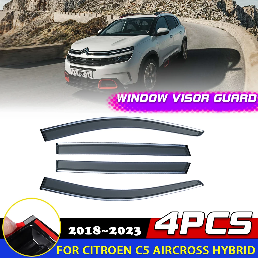 Windows Visor for Citroen C5 Aircross Hybrid 2018~2023 Door Smoke Deflector Guards Cover Awnings Sun Rain Eyebrow Accessories