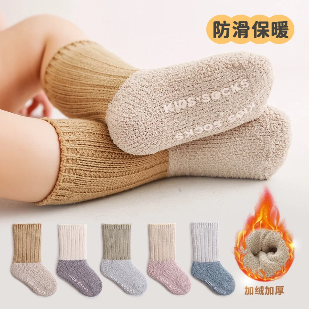 

Winter Thick Newborn Socks Coral Fleece Warm Kids Leg Warmers Girls Boys Toddler Soft Baby Autumn Anti-slip Children Plus Stuff
